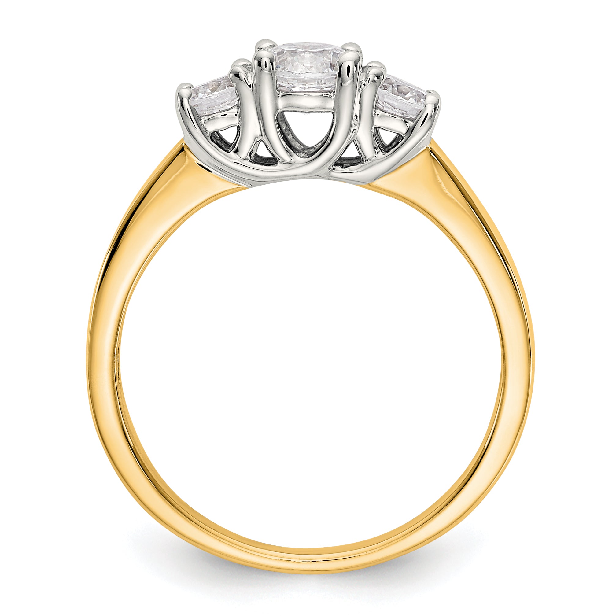 14K Two-tone 3-Stone Diamond Semi-Mount Engagement Ring