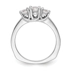 14K White Gold 3-Stone (Holds 1/2 carat (4.7mm) Round Center) Includes 2-4.00mm Round Side Diamonds Semi-Mount Engagement Ring