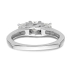 14K White Gold 3-Stone (Holds 1/2 carat (4.7mm) Round Center) Includes 2-4.00mm Round Side Diamonds Semi-Mount Engagement Ring