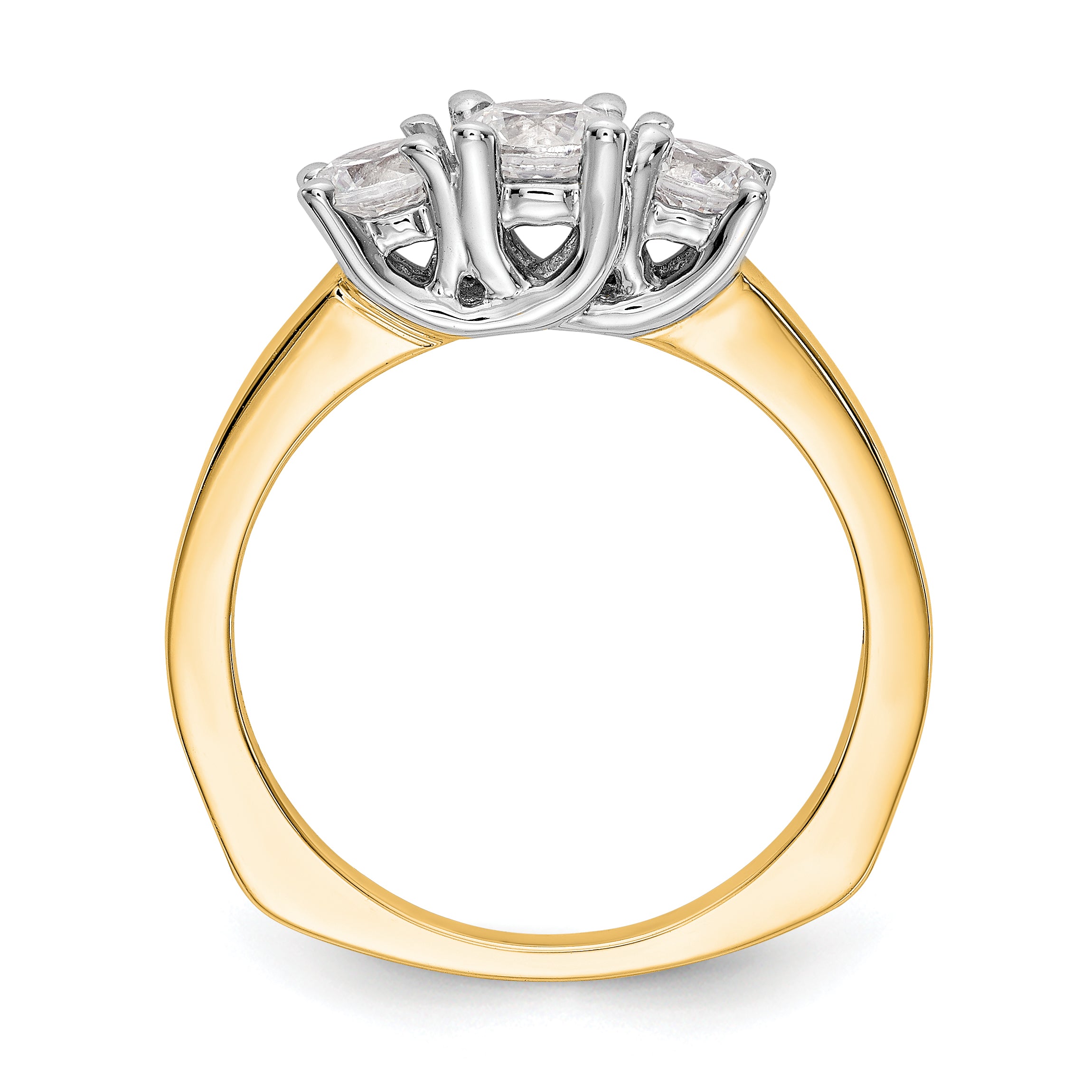 14K Two-tone 3-Stone Diamond Semi-Mount Engagement Ring