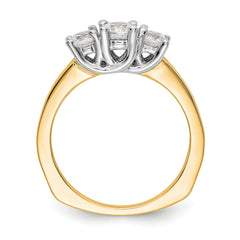 14K Two-tone 3-Stone Diamond Semi-Mount Engagement Ring