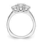 14K White Gold 3-Stone (Holds 1/2 carat (5.2mm) Round Center) Includes 2-4.5mm Round Side Diamonds Semi-Mount Engagement Ring