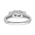 14K White Gold 3-Stone (Holds 1/2 carat (5.2mm) Round Center) Includes 2-4.5mm Round Side Diamonds Semi-Mount Engagement Ring