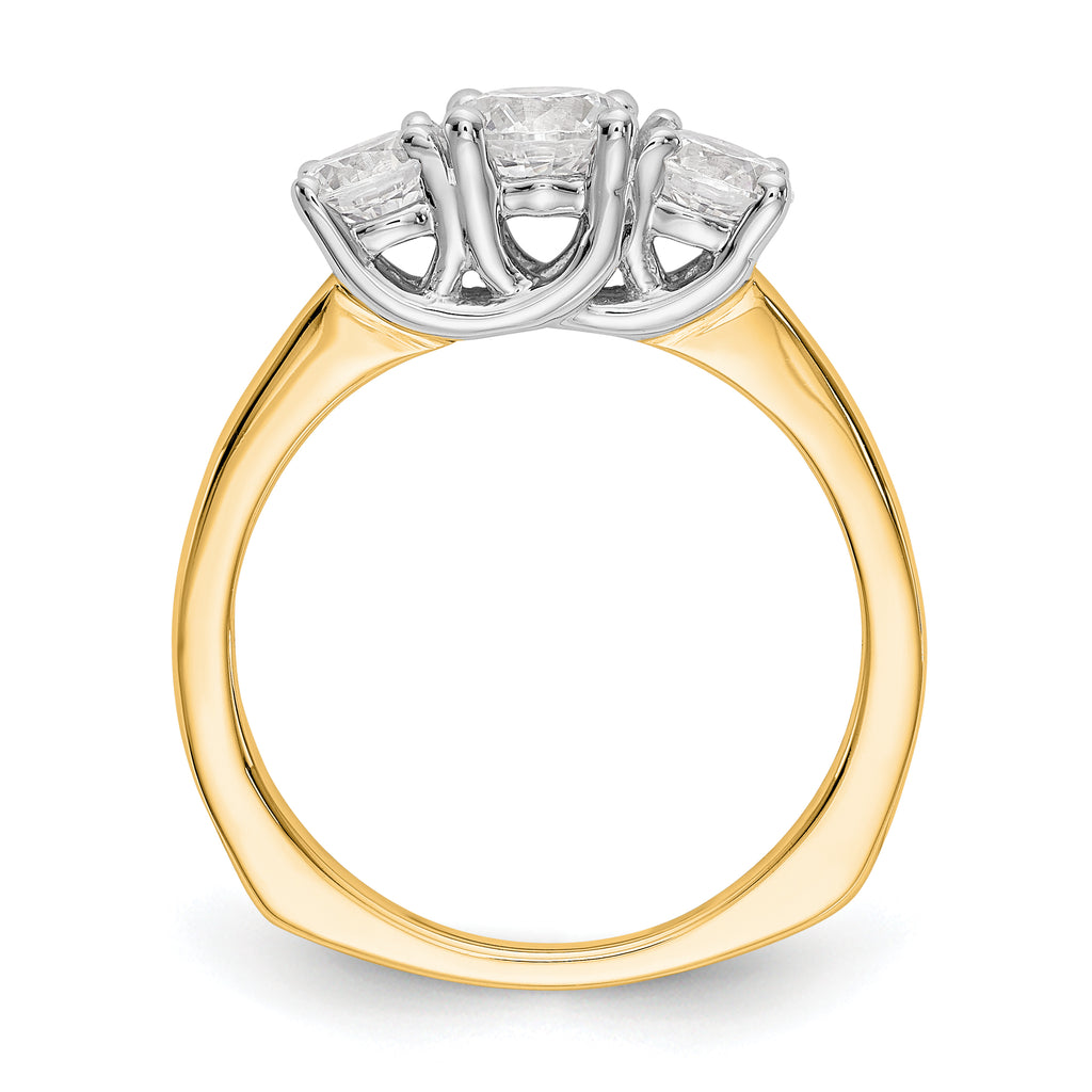 14K Two-tone 3-Stone Diamond Semi-Mount Engagement Ring