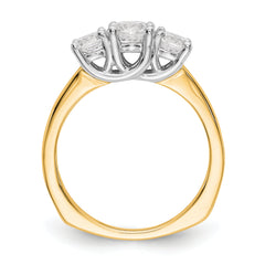 14K Two-tone 3-Stone Diamond Semi-Mount Engagement Ring