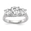 14K White Gold 3-Stone (Holds 1 carat (6.5mm) Round Center) Includes 2-5.00mm Round Side Diamonds Semi-Mount Engagement Ring