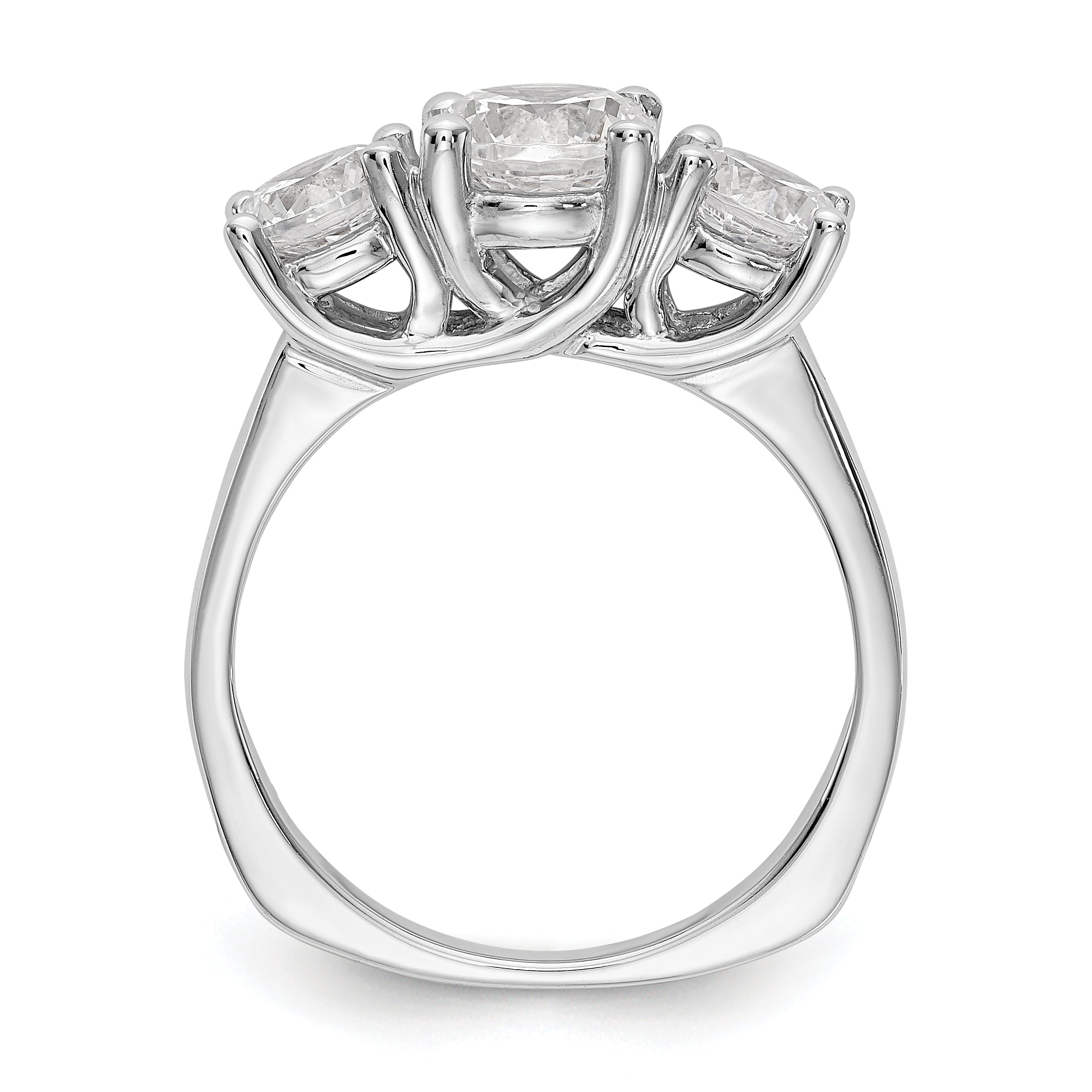 14K White Gold 3-Stone (Holds 1.25 carat (7.00mm) Round Center and (2-5.7mm) Round Sides) Engagement Ring Mounting Secondary image