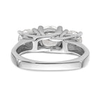 14K White Gold 3-Stone (Holds 1.25 carat (7.00mm) Round Center and (2-5.7mm) Round Sides) Engagement Ring Mounting