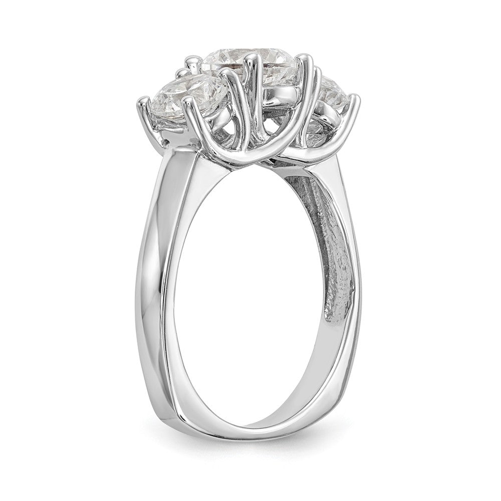 14K White Gold 3-Stone (Holds 1.25 carat (7.00mm) Round Center and (2-5.7mm) Round Sides) Engagement Ring Mounting