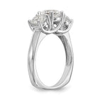 14K White Gold 3-Stone (Holds 1.25 carat (7.00mm) Round Center and (2-5.7mm) Round Sides) Engagement Ring Mounting