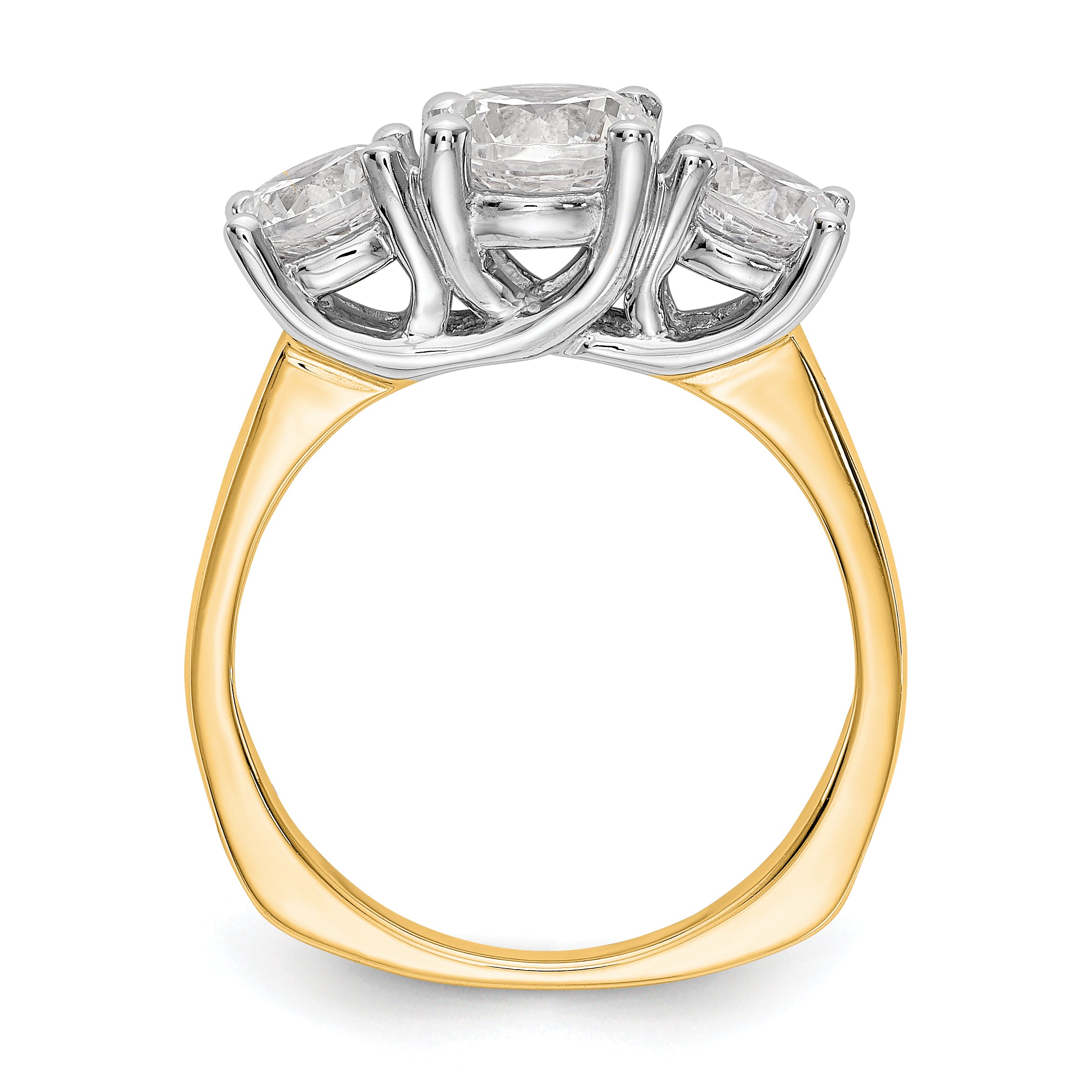 14K Two-tone 3-Stone Diamond Semi-Mount Engagement Ring