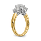 14K Two-tone 3-Stone (Holds 6.5mm Round Center) Includes 2-5.00mm Round Side Diamonds Semi-Mount Engagement Ring