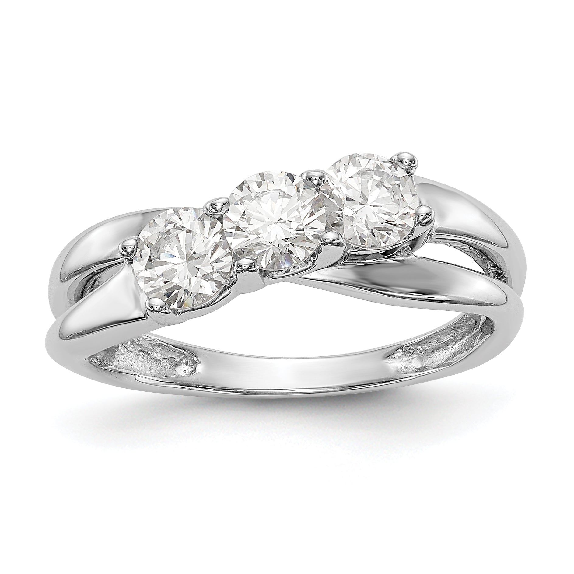 14K White Gold 3-Stone Diamond Engagement Ring Main image