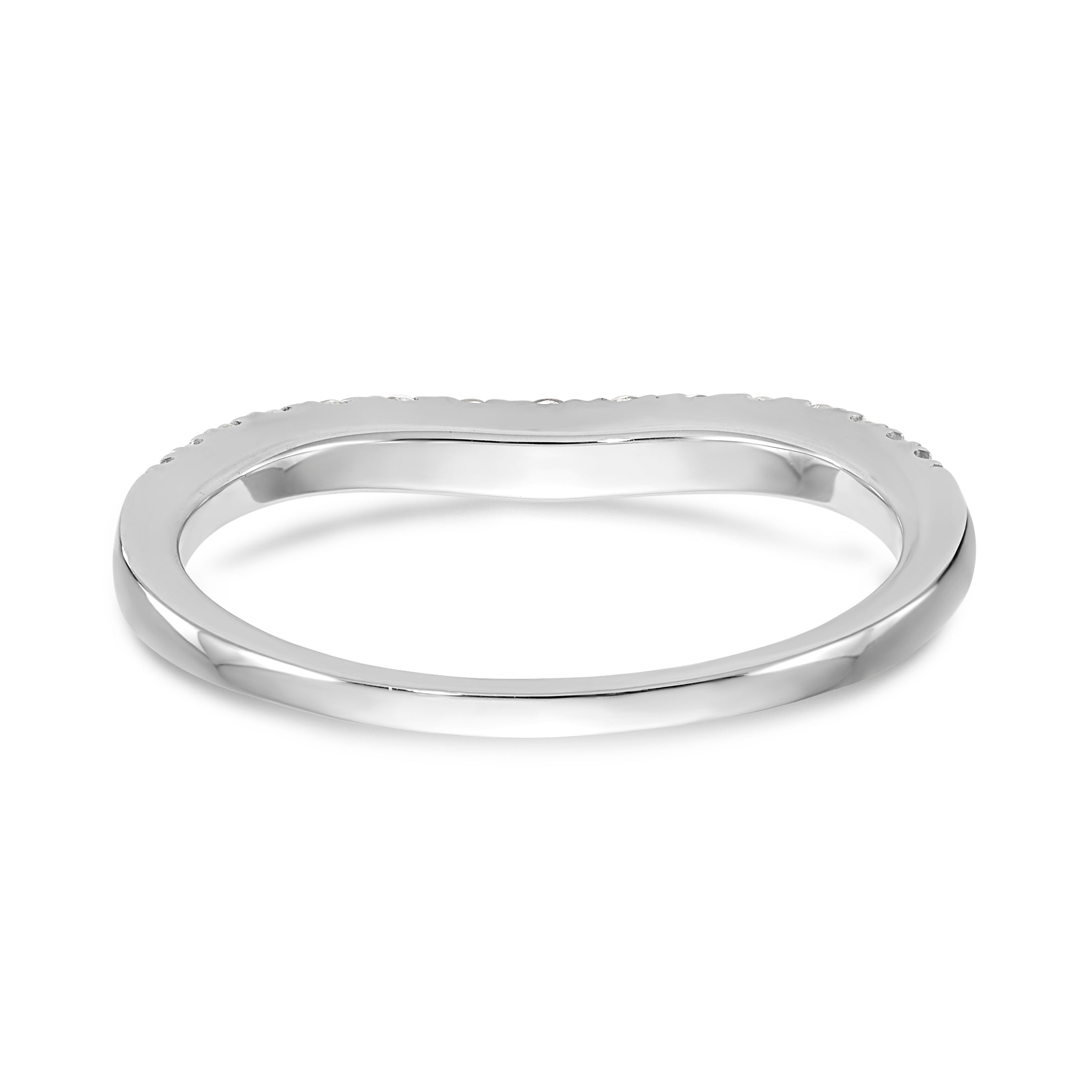 14K White Gold 1/4 carat Diamond Contoured Complete Wedding Band