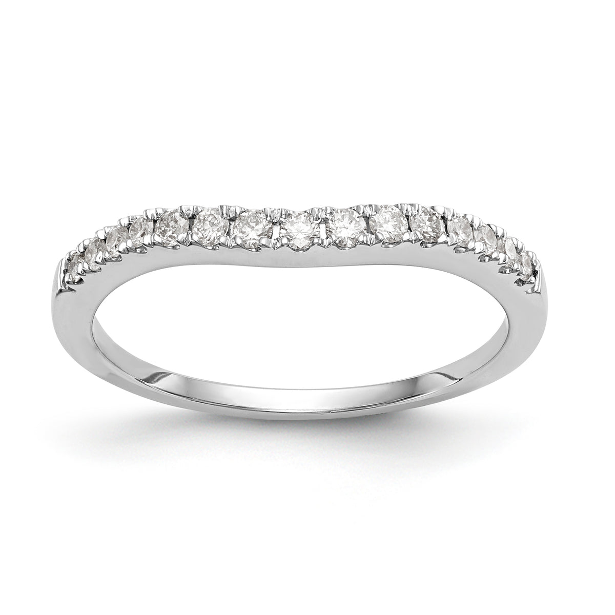 14K White Gold 1/4 carat Diamond Contoured Complete Wedding Band