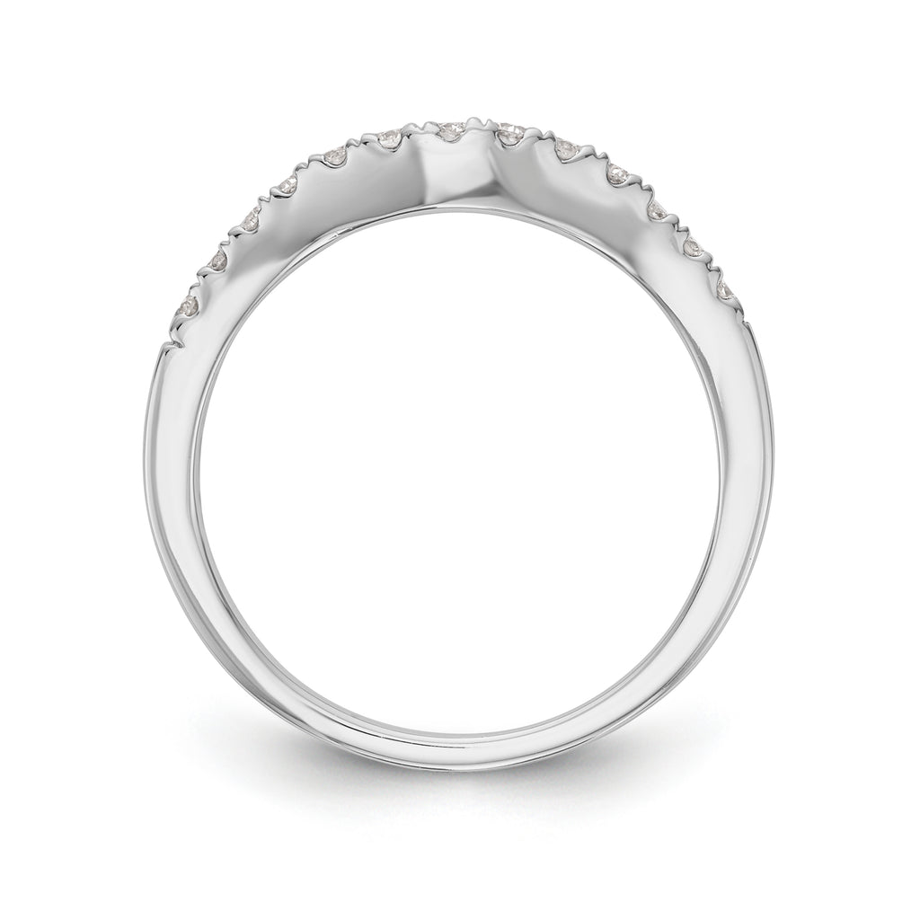 14K White Gold 1/3 carat Diamond Contoured Complete Wedding Band