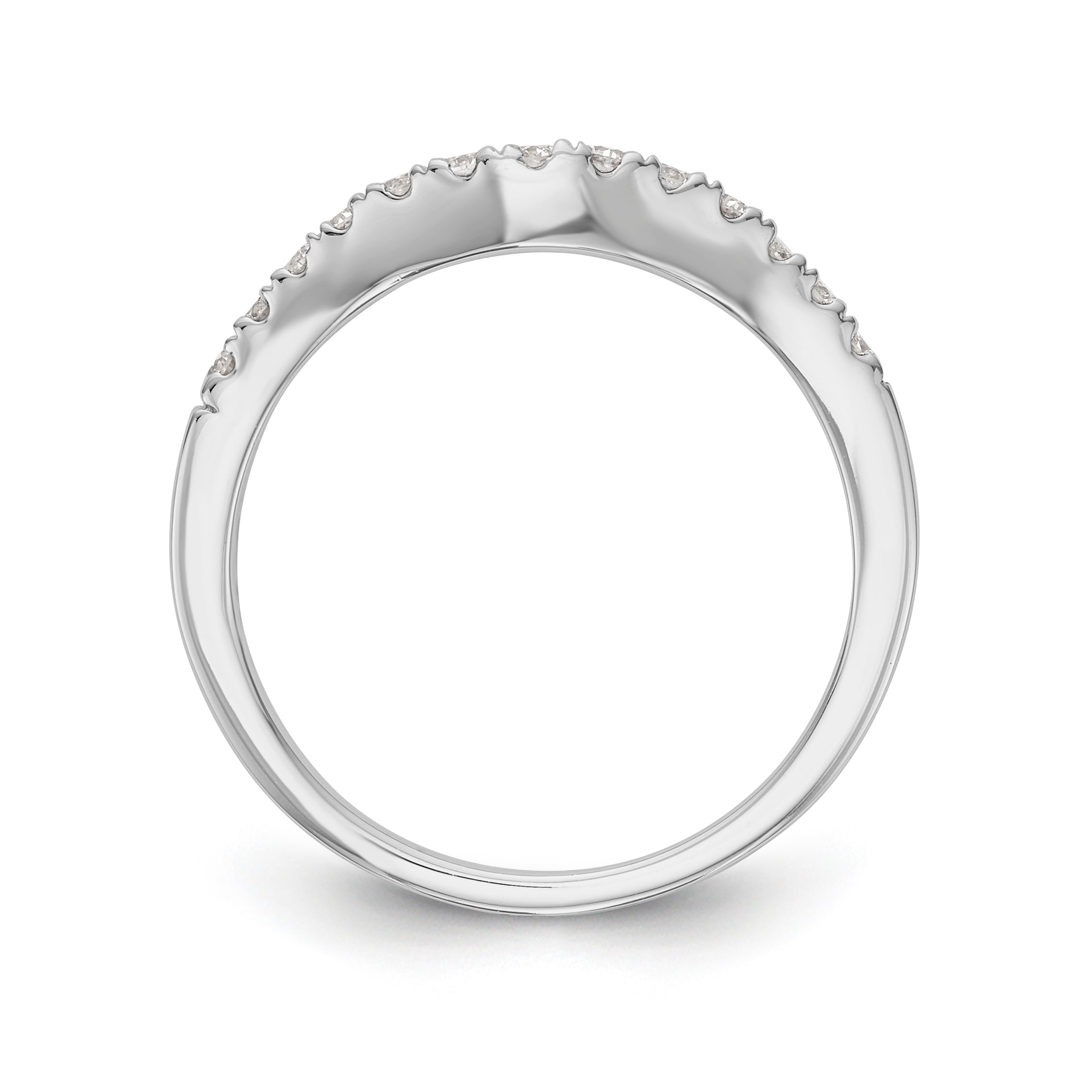 14K White Gold 1/3 carat Diamond Contoured Complete Wedding Band