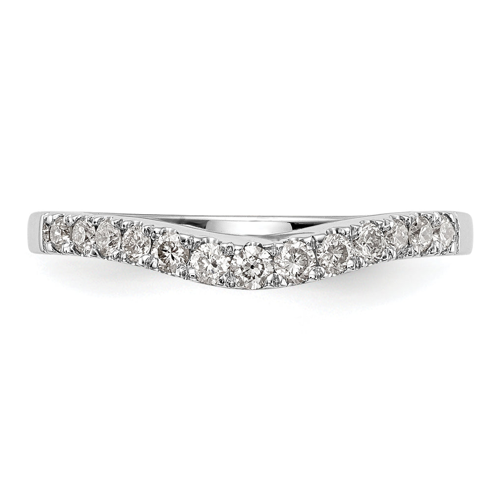14K White Gold 1/3 carat Diamond Contoured Complete Wedding Band