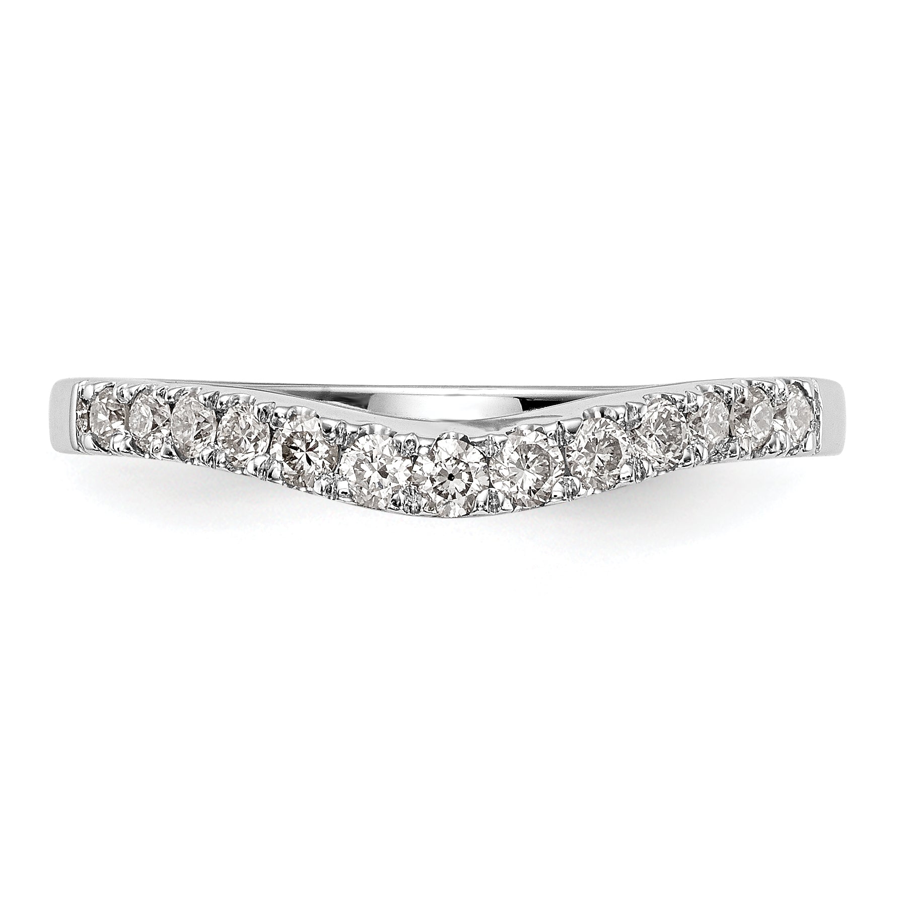 14K White Gold 1/3 carat Diamond Contoured Complete Wedding Band