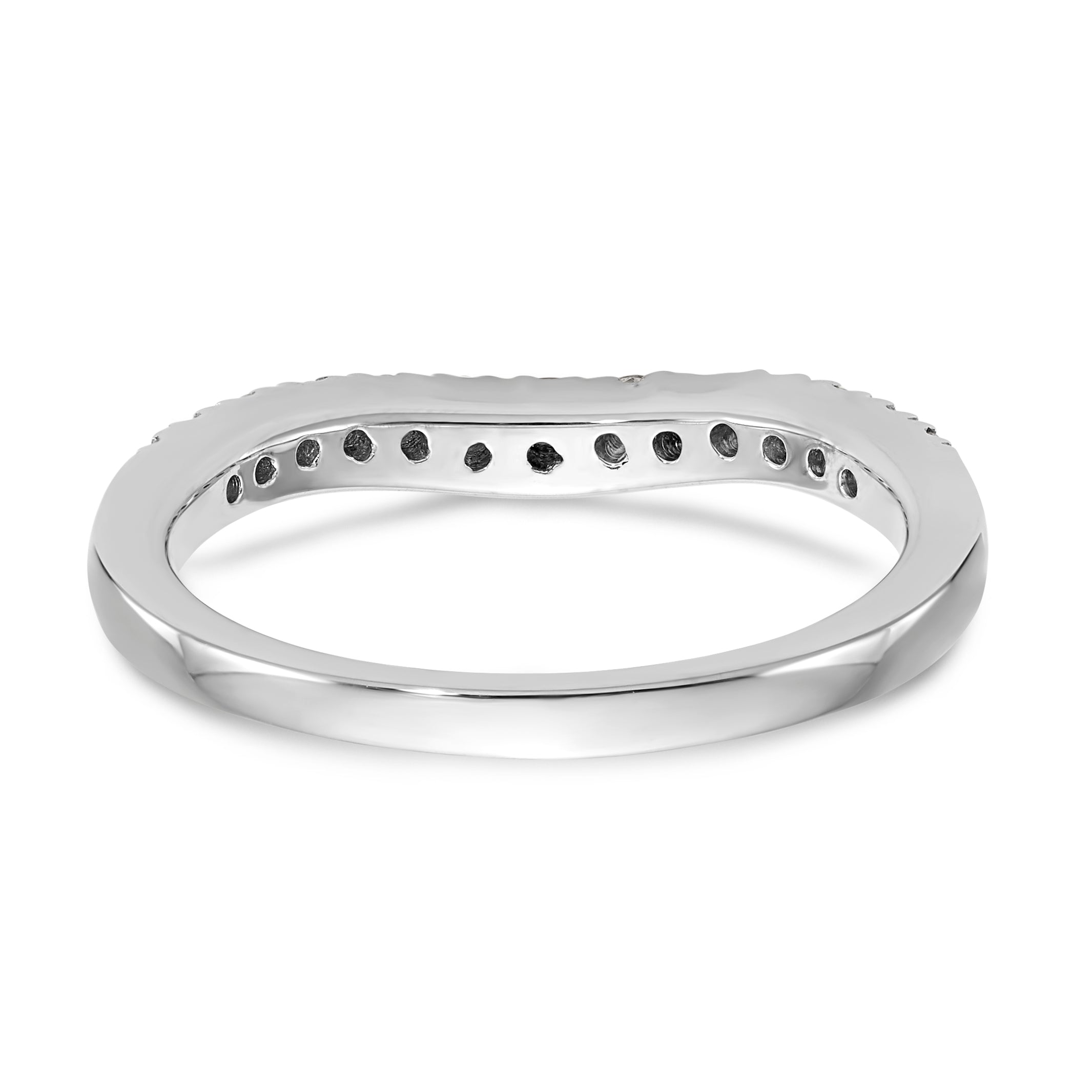 14K White Gold 1/3 carat Diamond Contoured Complete Wedding Band