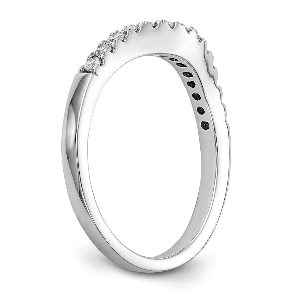 14K White Gold 1/3 carat Diamond Contoured Complete Wedding Band