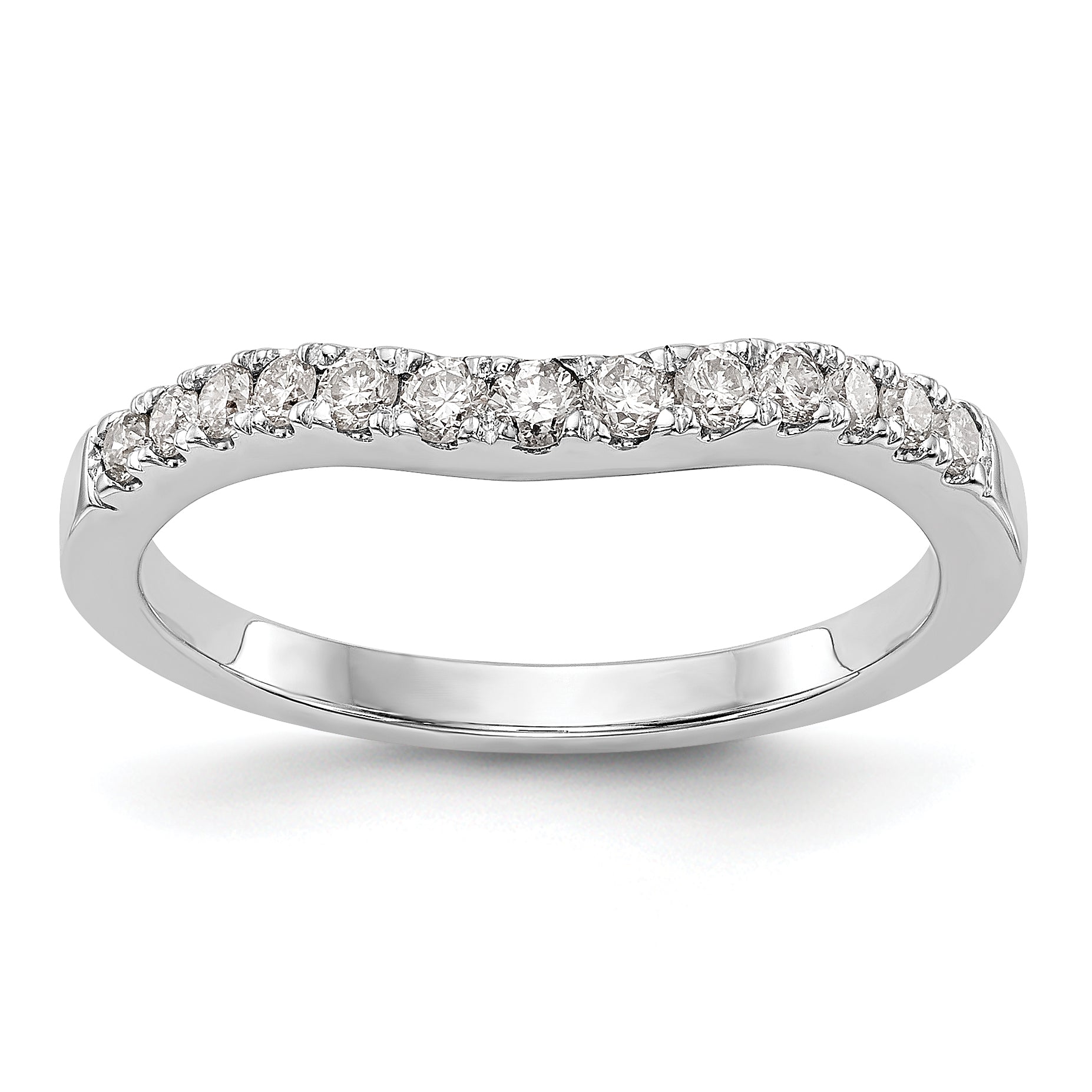 14K White Gold 1/3 carat Diamond Contoured Complete Wedding Band Main image