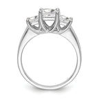14K White Gold 3-Stone (Holds 3/4 carat (5.8mm) Princess Center) Diamond Semi-Mount Engagement Ring