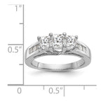 14K White Gold 3-Stone Diamond Semi-Mount Engagement Ring