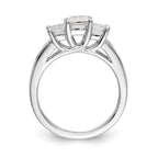 14K White Gold 3-Stone Plus (Holds 3/4 carat (4.9mm) Princess Center and (2-4.0mm) Princess Sides) Diamond Semi-Mount Engagement Ring