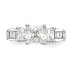 14K White Gold 3-Stone Plus (Holds 1 carat (5.5mm) Princess Center and (2-4.5mm) Princess Sides) Diamond Semi-Mount Engagement Ring