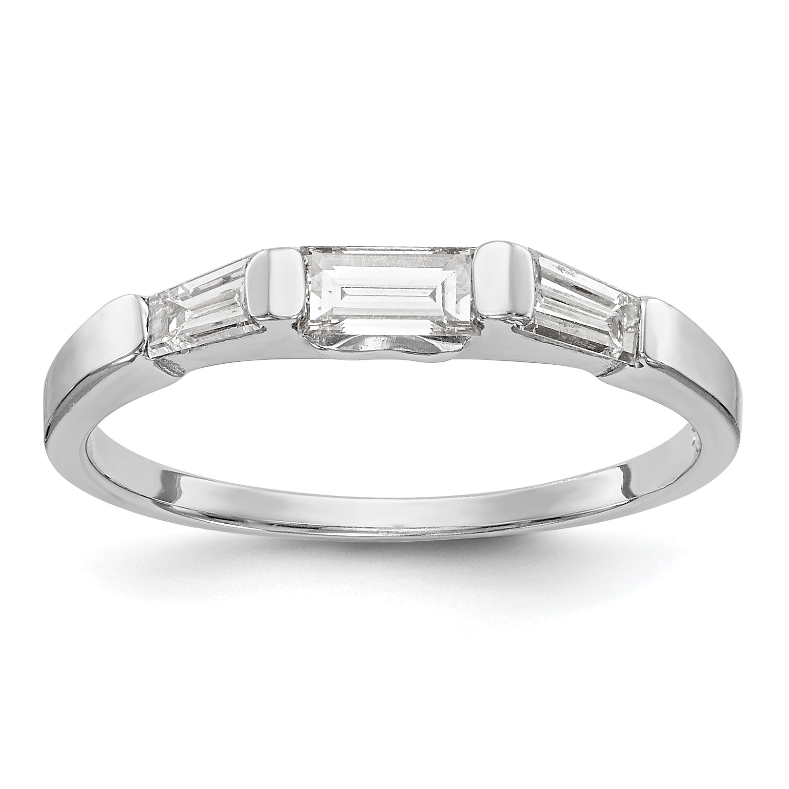 14K White Gold Baguette Diamond Complete Wedding Band Main image