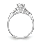 14K White Gold 3-Stone Diamond Peg Set Includes 2-Baquette Side Stones Engagement Ring, No Head