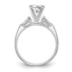 14K White Gold 3-Stone Diamond Peg Set Includes 2-Baquette Side Stones Engagement Ring, No Head - 7