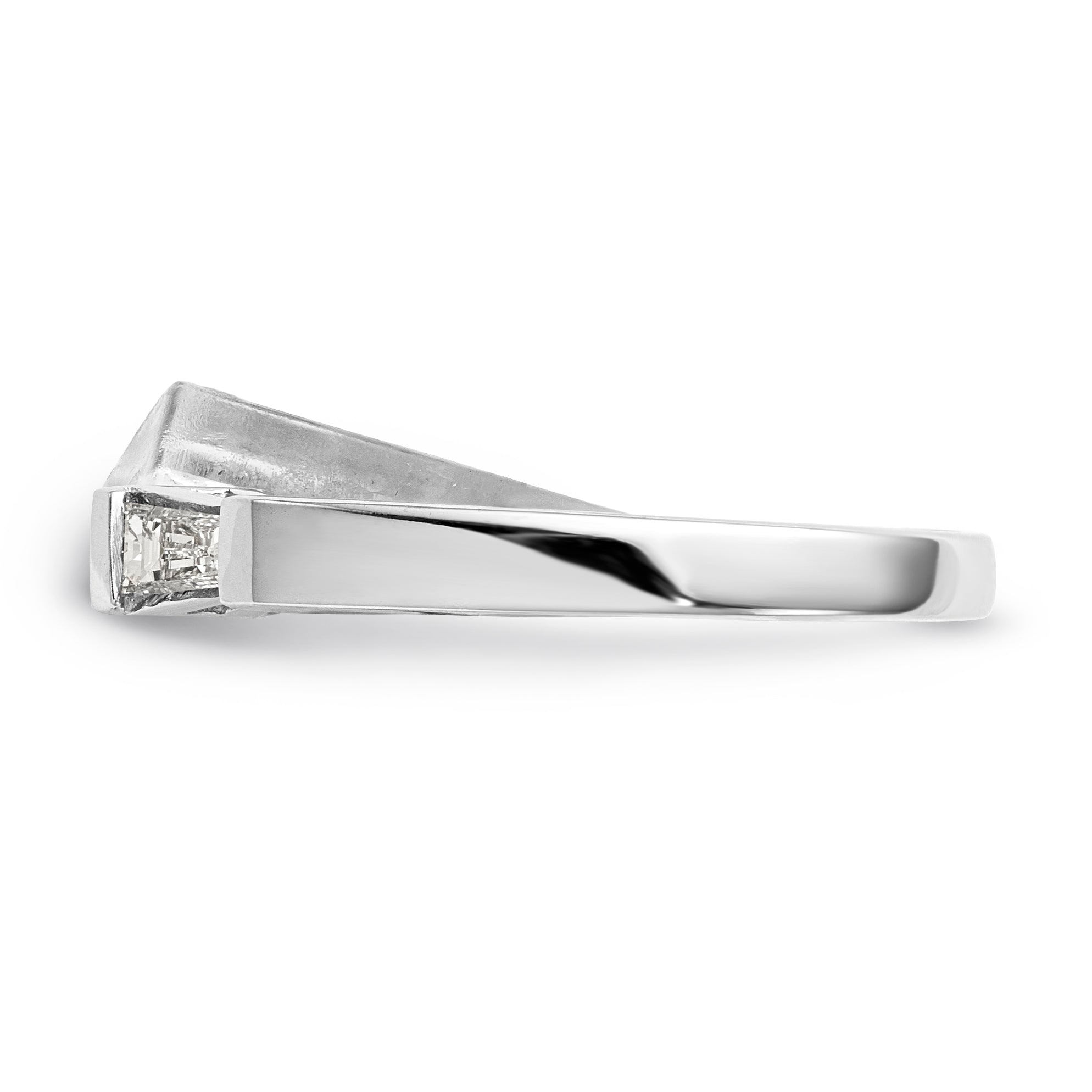 14K White Gold 3-Stone Diamond Peg Set Includes 2-Baquette Side Stones Engagement Ring, No Head - 7