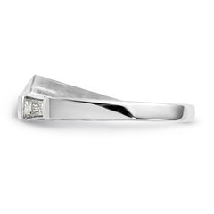 14K White Gold 3-Stone Diamond Peg Set Includes 2-Baquette Side Stones Engagement Ring, No Head - 7