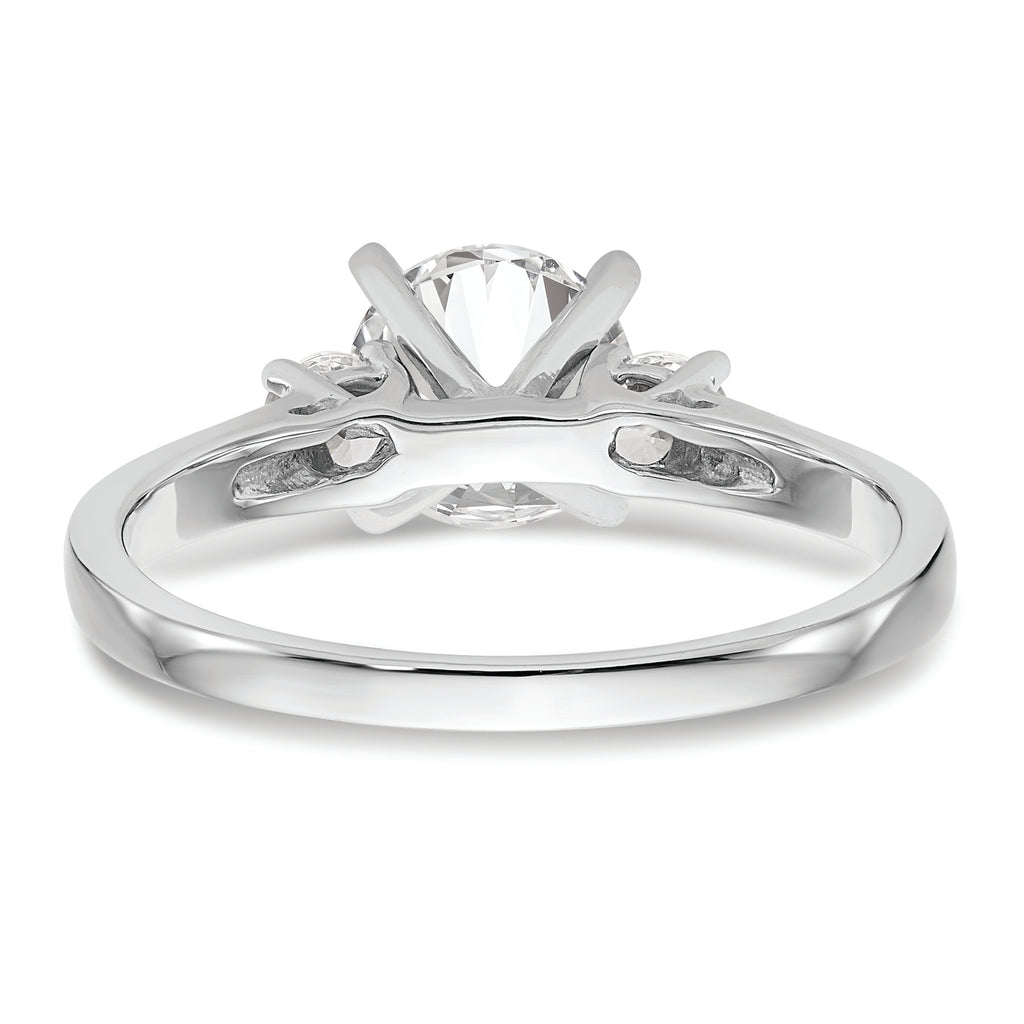 14K White Gold 3-Stone Peg Set Center Semi-mount Diamond Engagement Ring