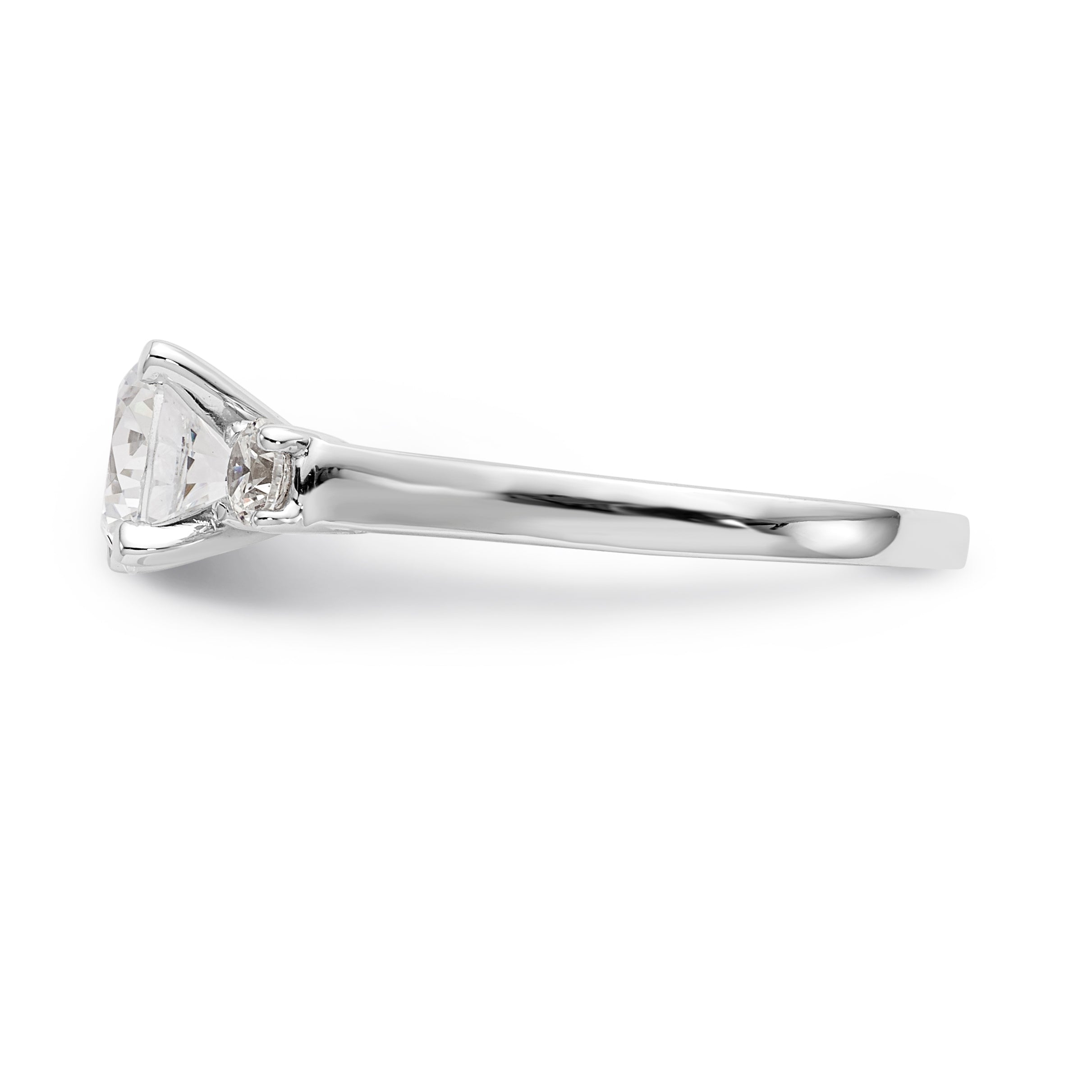 14K White Gold 3-Stone Peg Set Center Semi-mount Diamond Engagement Ring - 7