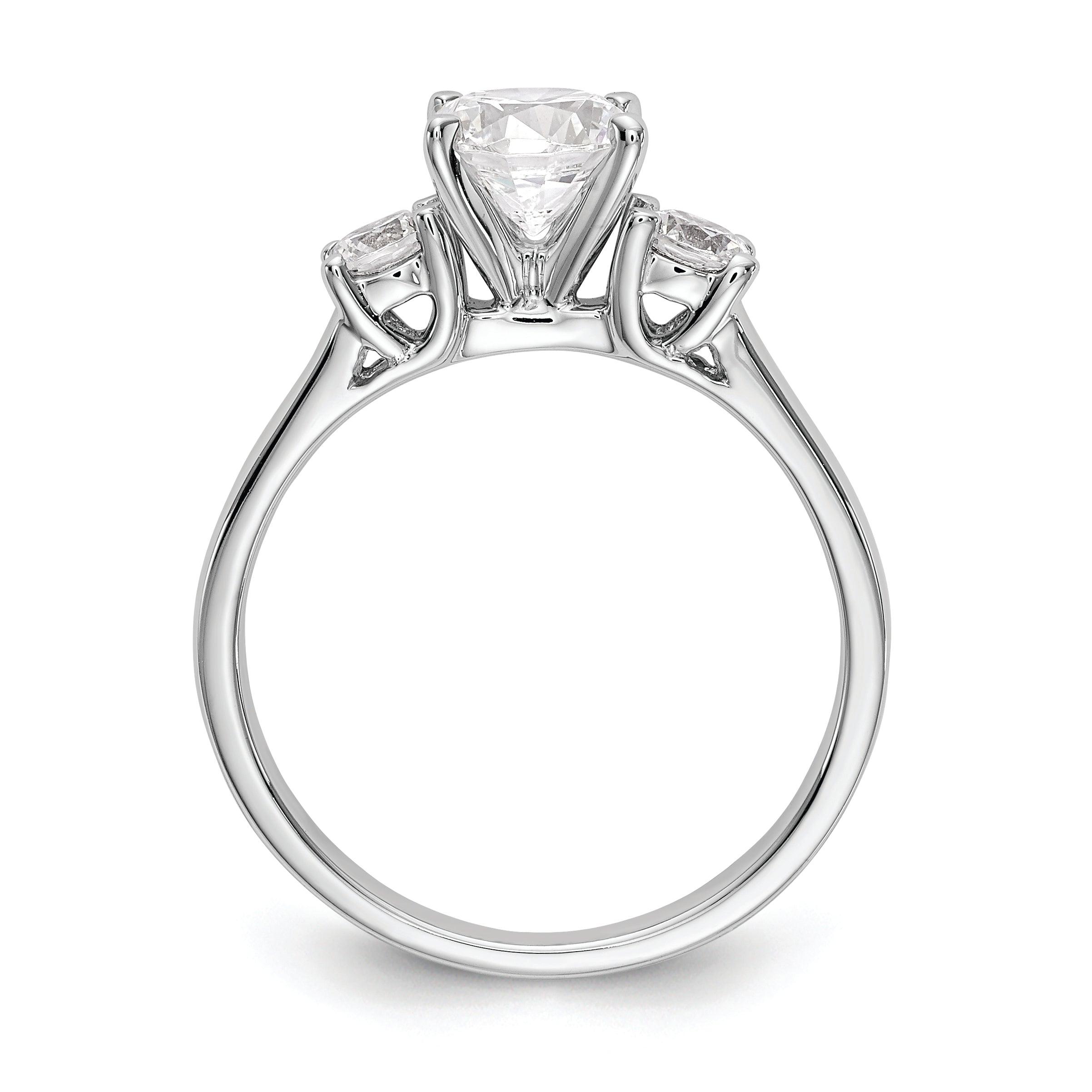 14K White Gold 3-Stone Peg Set Center Semi-mount Diamond Engagement Ring Secondary image