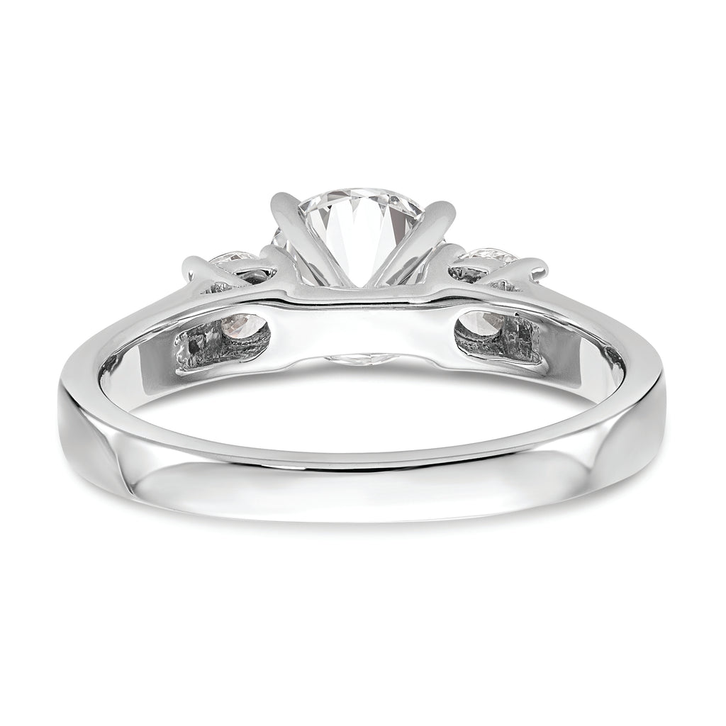 14K White Gold 3-Stone Peg Set Center Semi-mount Diamond Engagement Ring