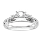 14K White Gold 3-Stone Peg Set Center Semi-mount Diamond Engagement Ring