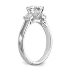 14K White Gold 3-Stone Peg Set Center Semi-mount Diamond Engagement Ring