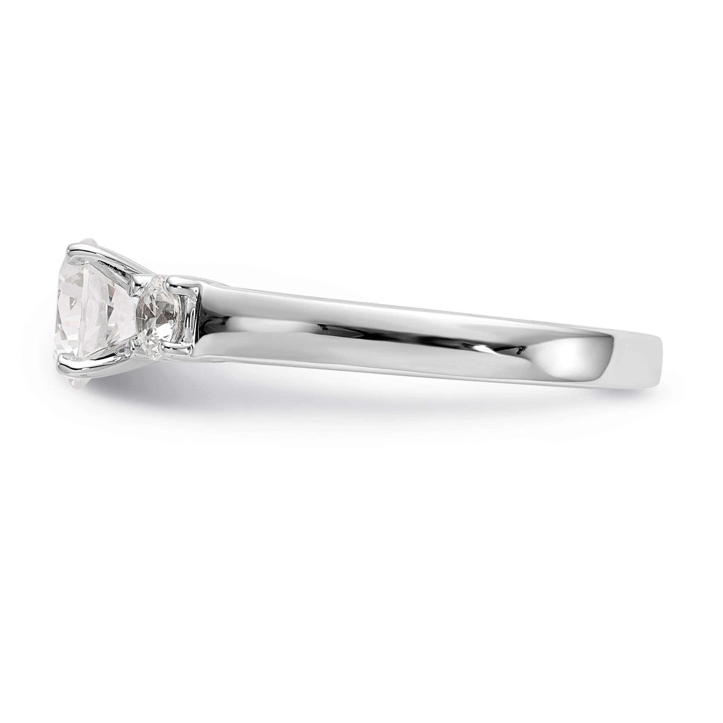 14K White Gold 3-Stone Peg Set Center Semi-mount Diamond Engagement Ring - 7