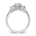 14K White Gold 3-Stone Peg Set Center Semi-mount Diamond Engagement Ring