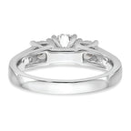 14K White Gold 3-Stone Peg Set Center Semi-mount Diamond Engagement Ring