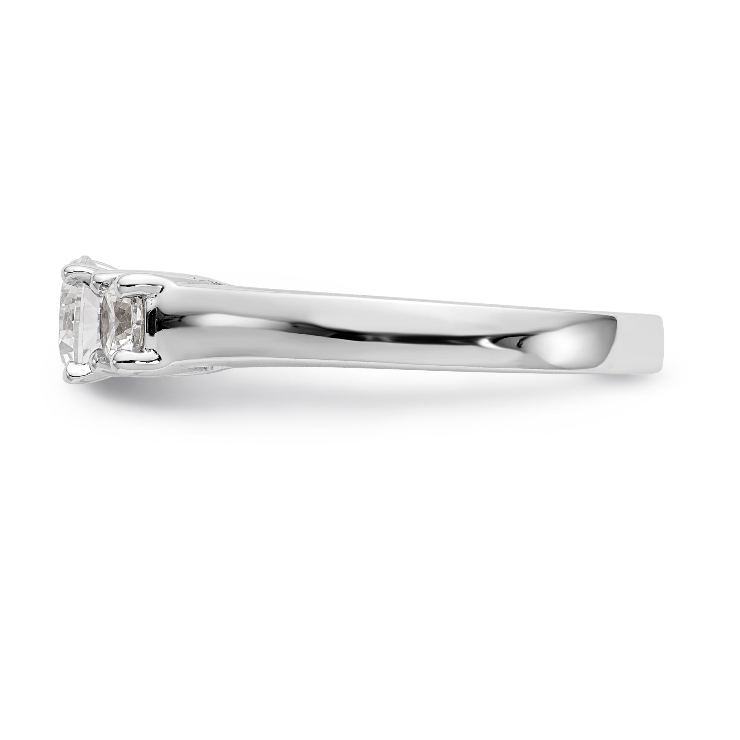 14K White Gold 3-Stone Peg Set Center Semi-mount Diamond Engagement Ring - 7
