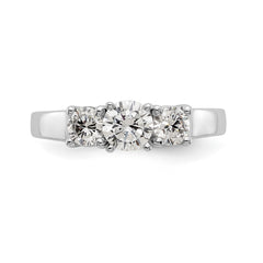 14K White Gold 3-Stone Peg Set Center Semi-mount Diamond Engagement Ring - 7