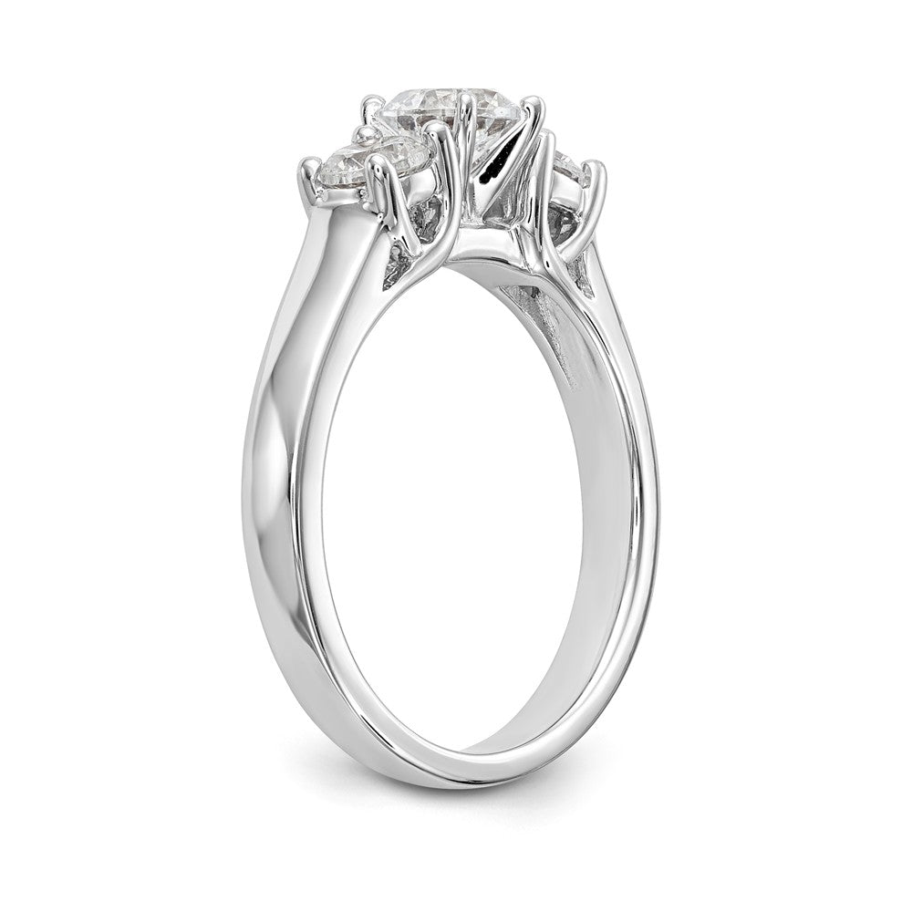 14K White Gold 3-Stone Peg Set Center Semi-mount Diamond Engagement Ring - 7