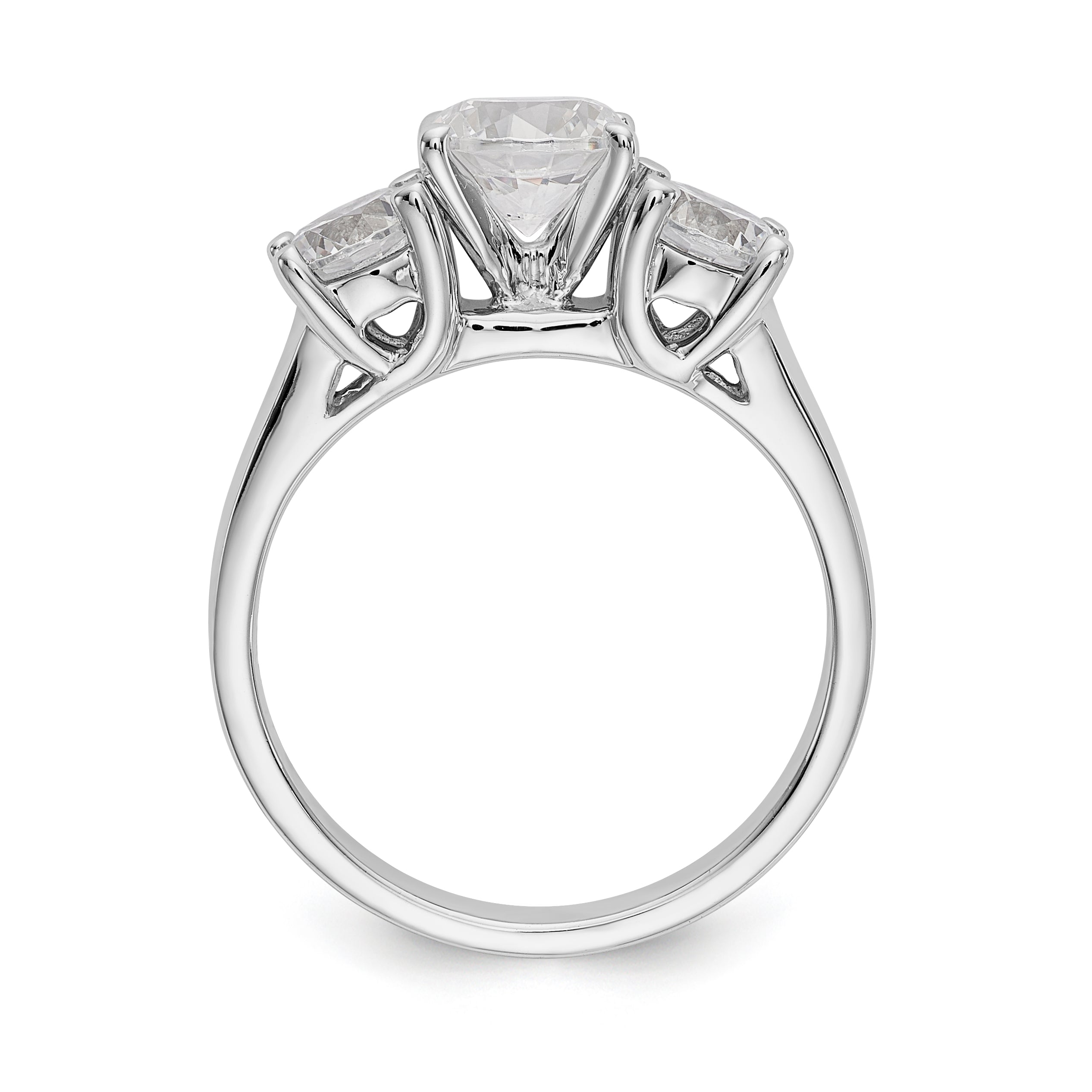 14K White Gold 3-Stone Peg Set Center Semi-mount Diamond Engagement Ring Secondary image