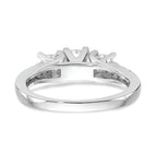 14K White Gold 3-Stone Plus Peg Set Center Princess Diamond Semi-mount Engagement Ring