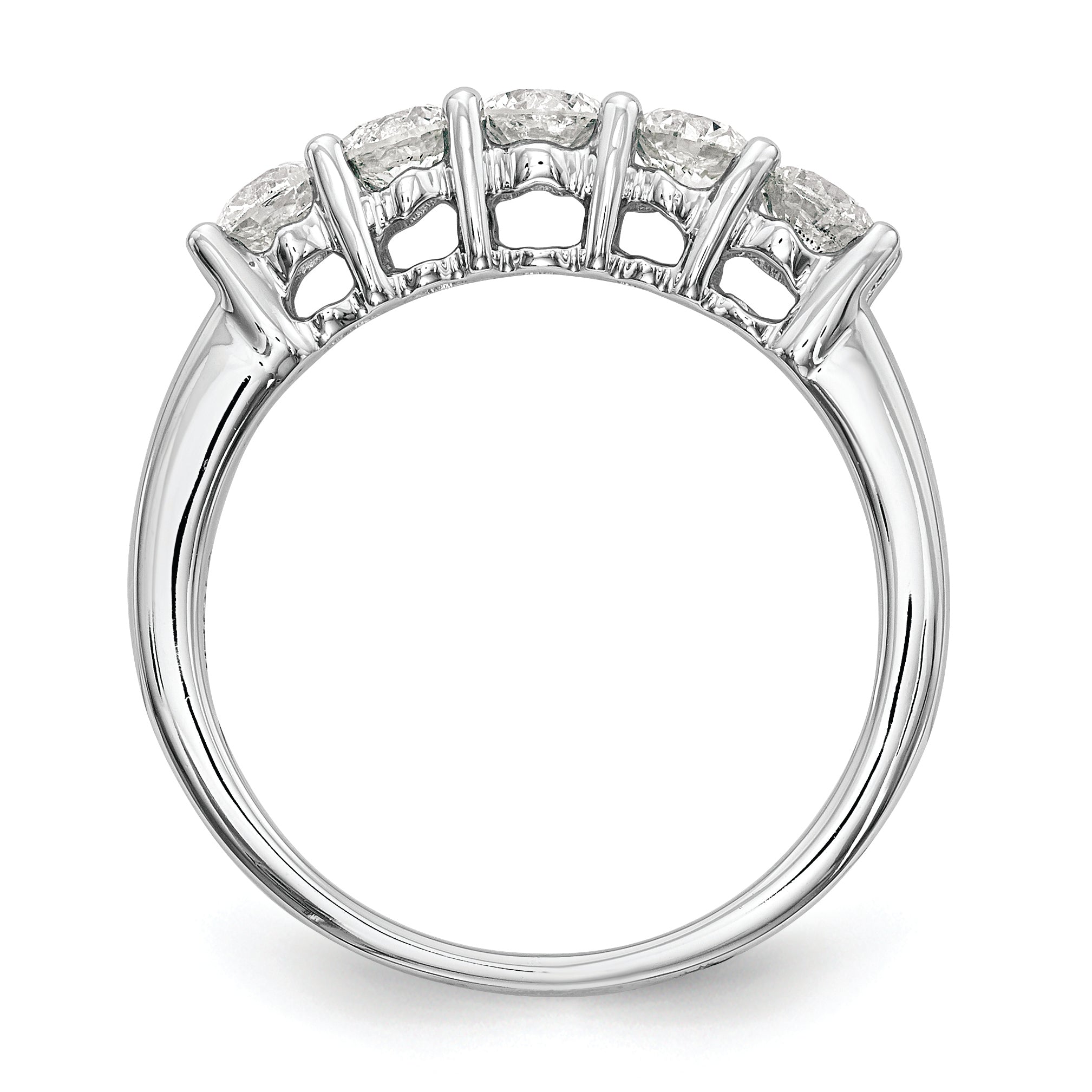 14K White Gold 5-Stone 7/8 carat Diamond Complete Wedding Band Secondary image